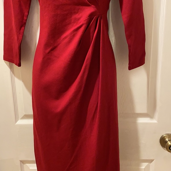 Lands’ End Red Shift Dress Side Pleated size 6 - Picture 6 of 15